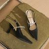 75711 [sheepskin] Pointed High Heels Women's Thin Heels 2025 Summer New Bag Head Empty Word with Sandals