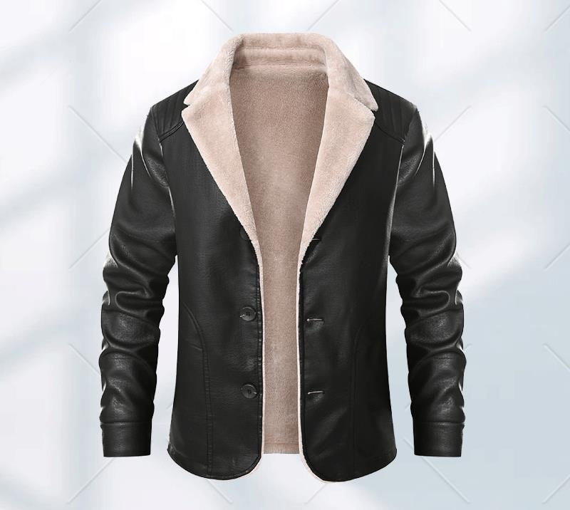 Kožená bunda s podšívkou ze sametu - Teplá, Jednodílná, US velikost 88988.