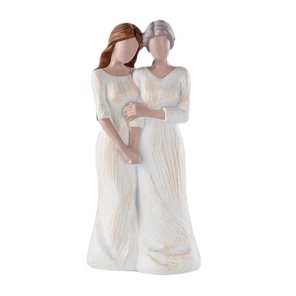 Elegant Mom Hug Daughter Sculptures Hand-Painte Family Sculpture  Living Room