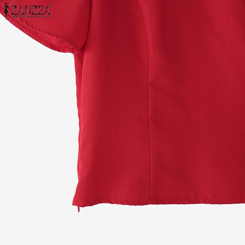 ZANZEA Dámská letní ležérní halenka s kulatým výstřihem a krátkým rukávem