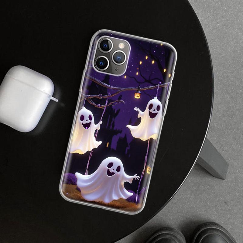 Cute Halloween Ghost Phone Case Cover for iPhone 11 12 13 Mini 14 15 Plus 16 Pro Max 17 Air 7 8 + SE Art Customized Fundas 11 12