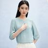 Selected Silk Ghost Crepe Summer Round Neck Organ Fold Design Solid Color Heavy Weight Mulberry Silk T-shirt for Women