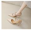 Women's Summer 2025 Studded Peep-Toe Stiletto Heels - Soft Leather, Nude