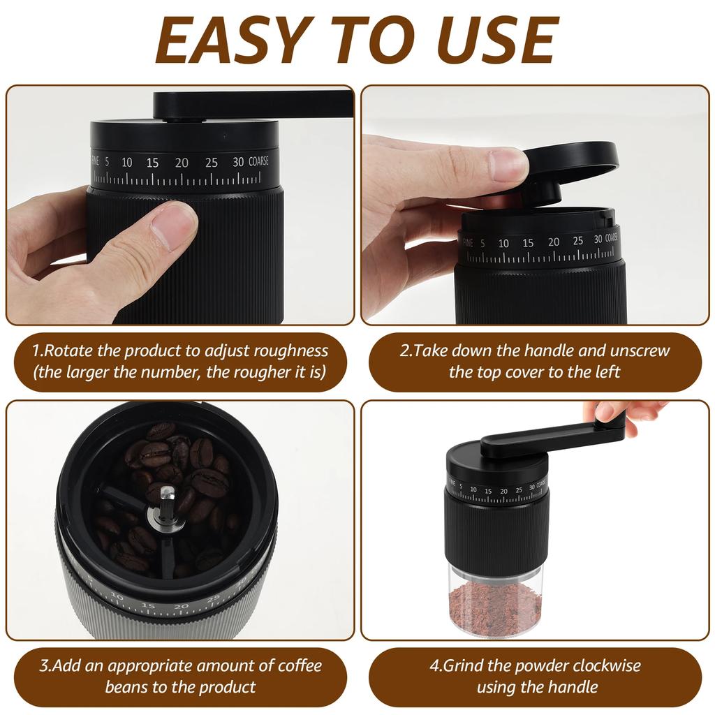 Ruční mlýnek na kávu Přenosný ruční mlýnek na kávová zrna s 35 nastavitelnými stupni Mlecí stroj pro kancelář Domov Kempování
