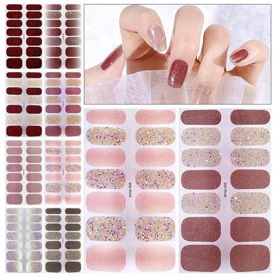 3D Nails Polish Okłady Francuskie naklejki na paznokcie Błyszczące żele do paznokci Zestaw naklejek Żelowe pełne paznokcie Okłady paznokci