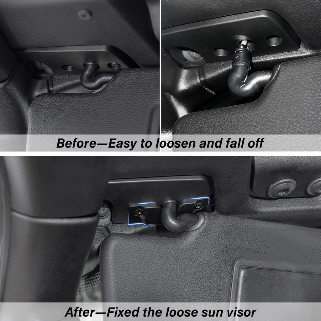 Sun Visor Repair Kit Compatible with 2018 Jeep Wrangler JK/2018- Wrangler JL/- Gladiator JT Interior Accessories Aluminum Alloy Sun Visor Fixing Clip