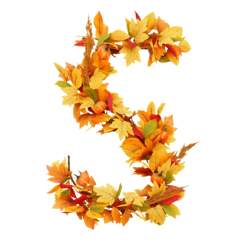 Artificial Maple Leaf and Pumpkin Garland for Thanksgiving Fall Home Decor