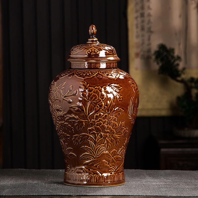 

Antique Bronze Jingdezhen Ceramic Wine Jar - 5 Jin Sealed Baijiu Bottle for Home