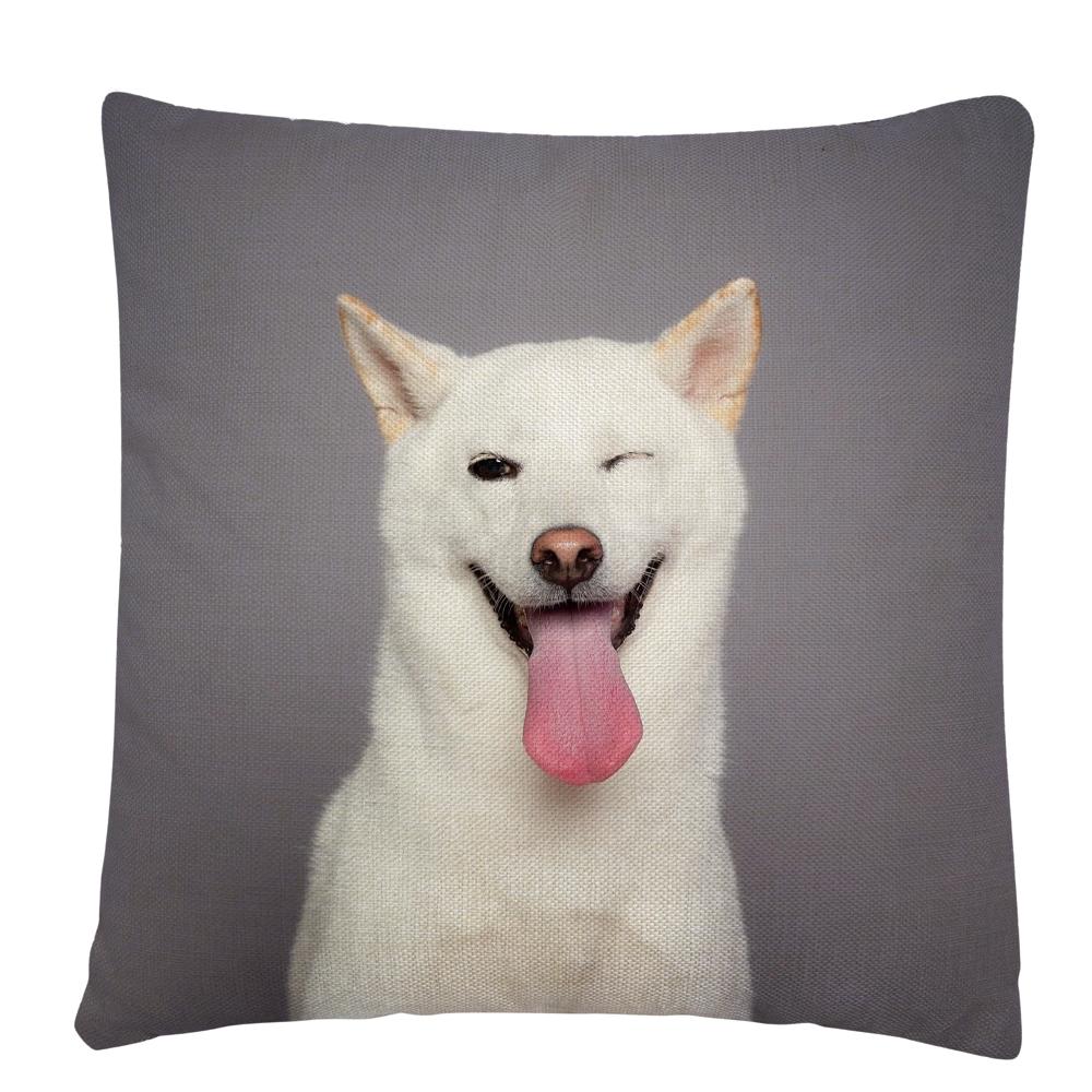 Kissenbezug mit Welpen-/Hunde-Kunstfoto-Muster, Polyester, Kissenbezug, Heim-Sofa-Auto-Dekor