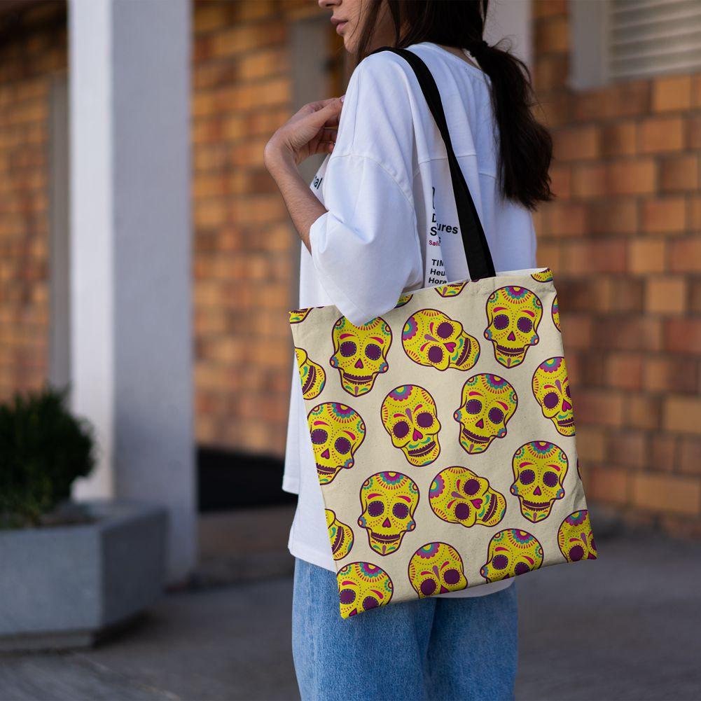 Abstract Art Skull Horror Print Shopping Bags Women Folding Reusable Customize Tote Shoulder Bag Canvas Groceries Handbags 2022 CLE