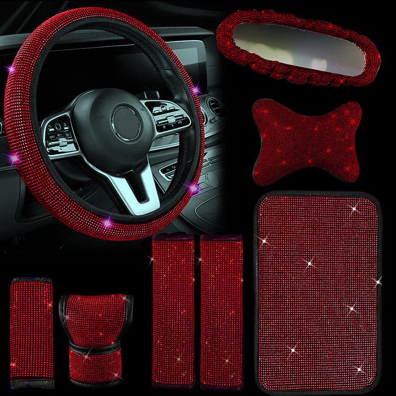 Set Stylish 8piece Car Steering Wheel Cover With Full Embellishments Diamond