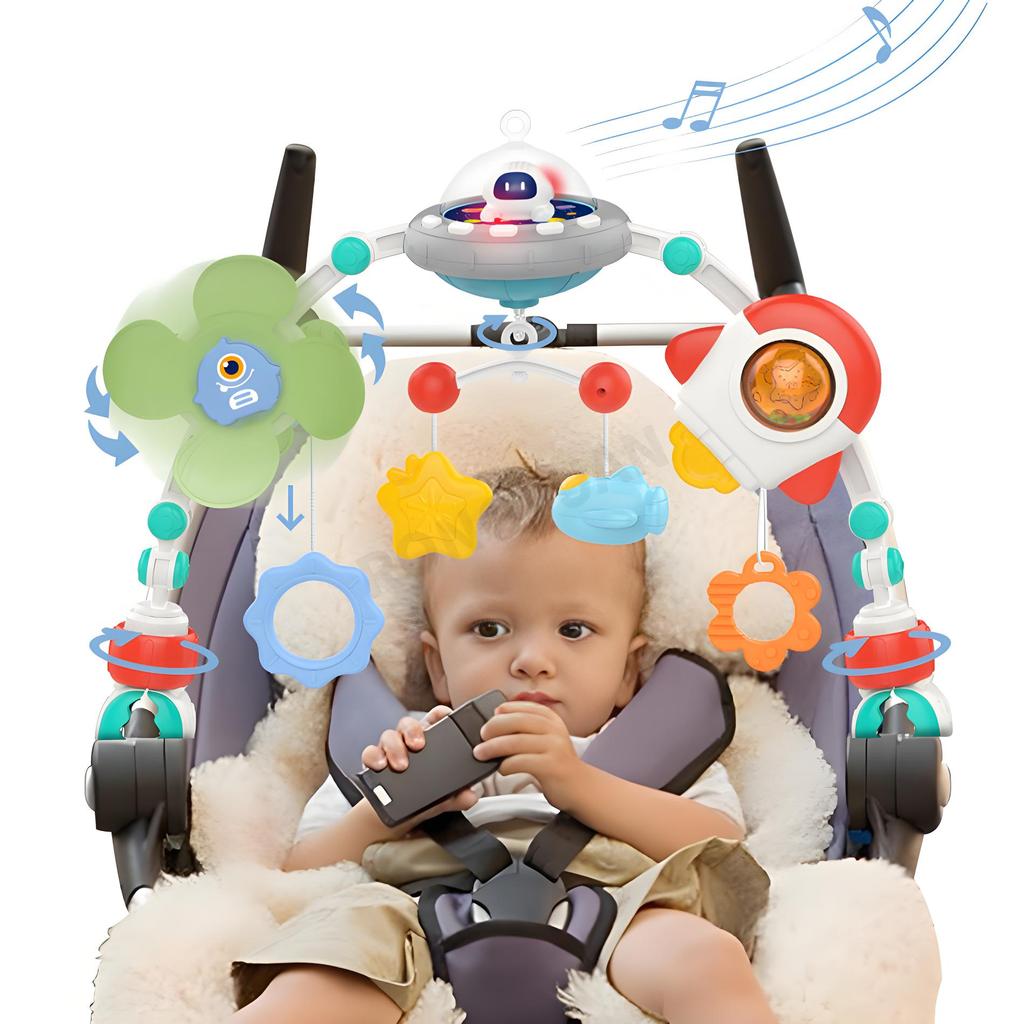 Baby Stroller Arch Toys Crib Mobile Music Rotating Bouncers Toys Fine Motor Skills Sensory Development Arch Baby Car Seat Toys
