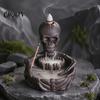 Soporte Quemador de Incienso Esqueleto, Soporte de Conos de Cascada de Flujo Inverso, Difusor de Varillas Artístico de Calavera Gótica para Decoración del Hogar de Halloween, Accesorio de Meditación