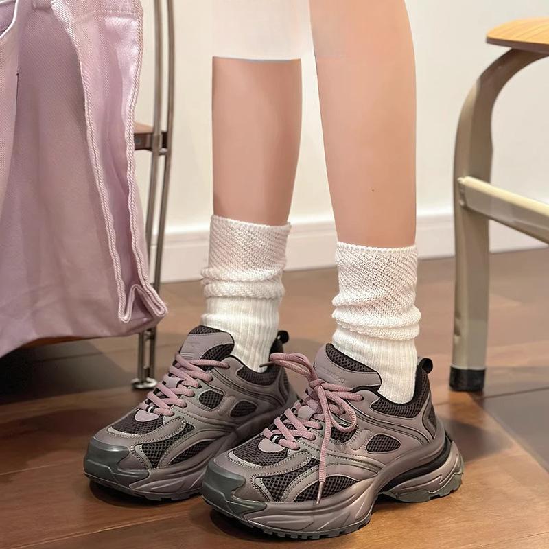 Retro Little Monster Leather Dad Shoes Women's Shoes Spring New Versatile Sports Shoes Women's Platform Casual Shoes