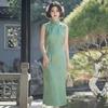 New Chinese green 1 new improved cheongsam femininity daily sleeveless long thin national style dress