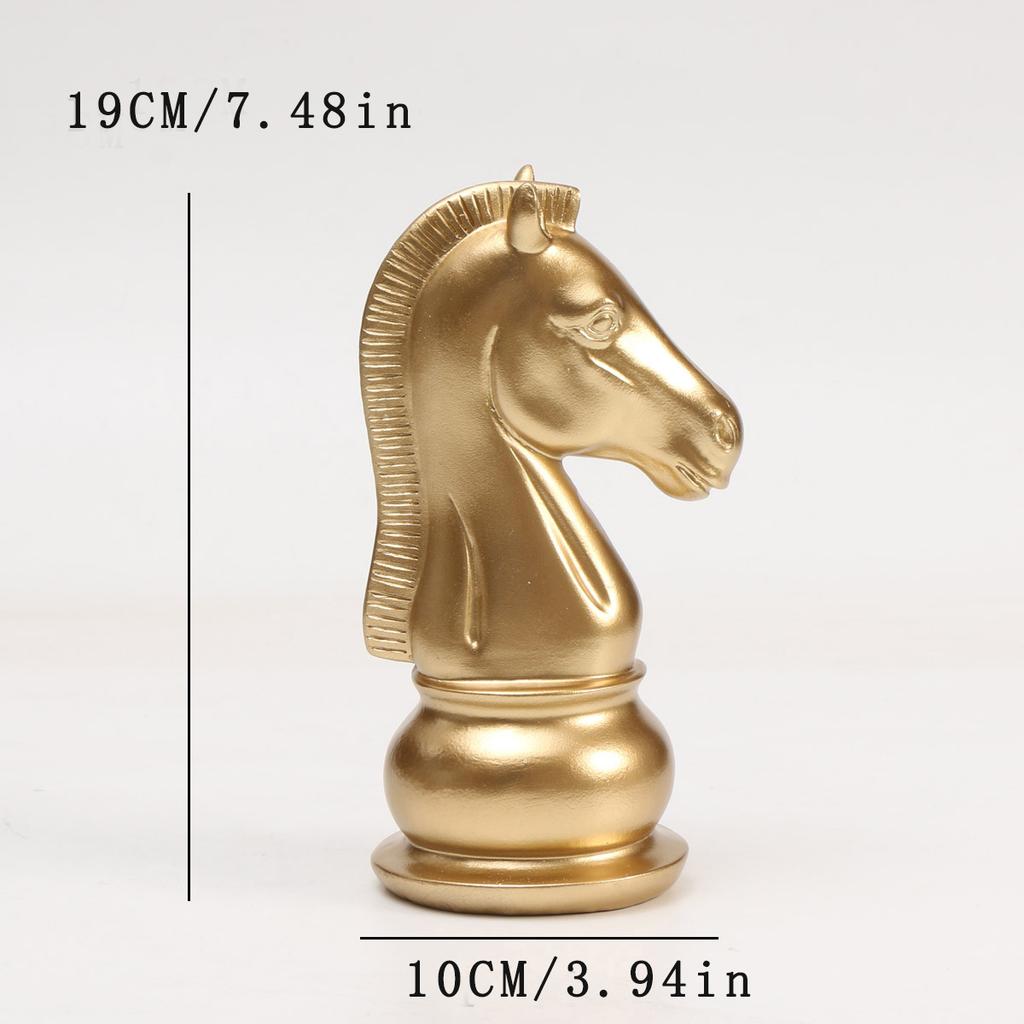 1 szt. Dekoracja rzeźby szachów międzynarodowych, Statuetka szachowa z żywicy, Złote figury szachowe Ozdoba wystawy okiennej, Kreatywny wystrój domu