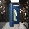Portable Fitting Room with Curtain - Linen Flannel Fabric Dressing Room for Clothing Store & Home - Freestanding Changing Booth
