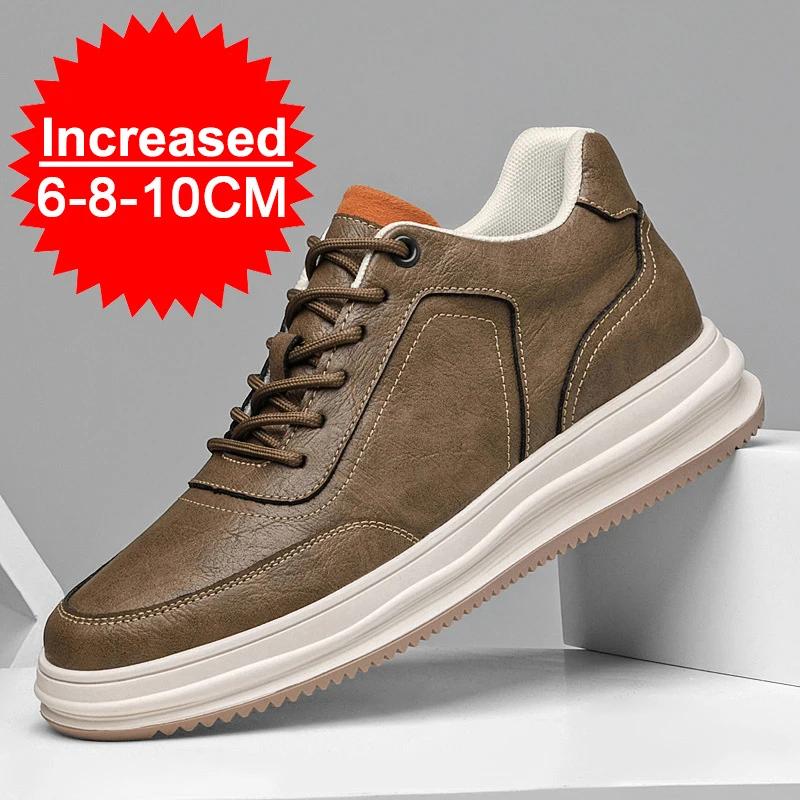 Man Sneakers Height Increase Shoes For Men Insoles 8cm Elevator Shoes Casual Genuine Leather Sports Heightening Shoes Tall Shoes