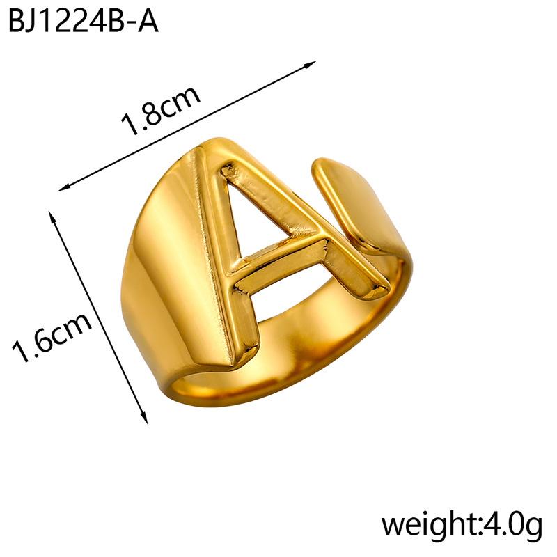 CARLIDANA Designer Initial Letters Alphabet Waterproof Gold Plated Non Tarnish Stainless Steel Fashion Jewelry Rings for Women