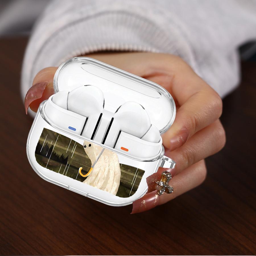 Oil Painting Ghost Case For Samsung Galaxy Buds 3 FE 3Pro 4 Pro Live 4Pro 2Pro 2 Clear Earphone Cases Cover With Hook
