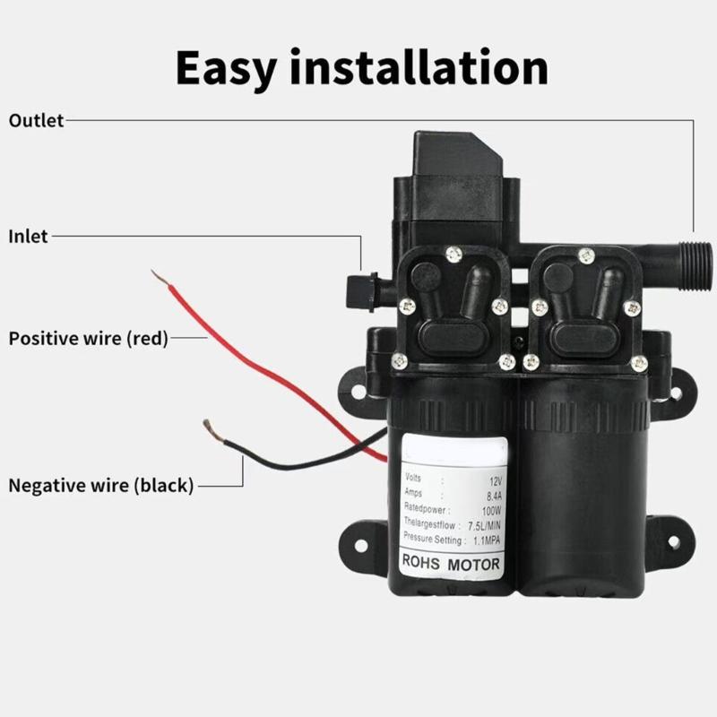 Car Washer 12V Booster Pump High Flows Capacity Diaphragm Pump For Home Garden And Car Washing Easy to Installation