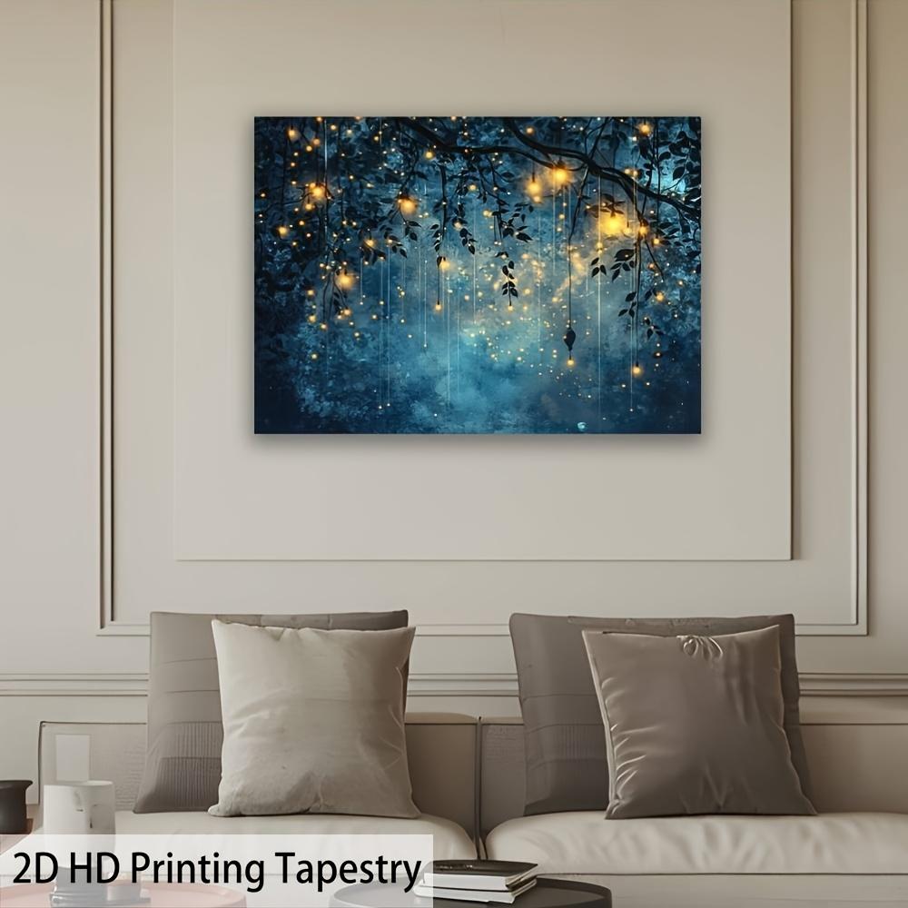 1Pc Enchanting Firefly Forest Tapestry Wall Hanging, Decorative Fabric Poster for Bedroom, Living Room, Dorm & Home Decor
