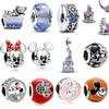 MINISO Disney Musse Pigg Slott Skepp Kopp Berlocker Pärlor För 925 Silver Armband Smyckestillbehör
