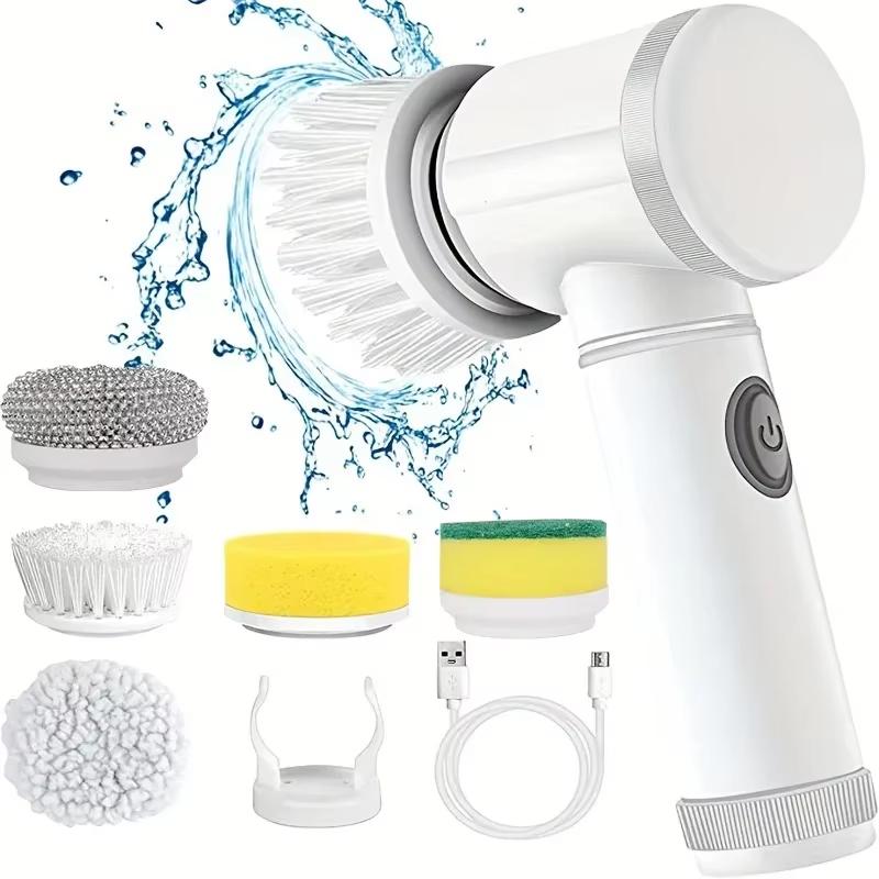 Wireless Electric Spin Brush Cleaner with 5 Replaceable Heads, Rotating Deep Cleaning Tool for Household Surfaces