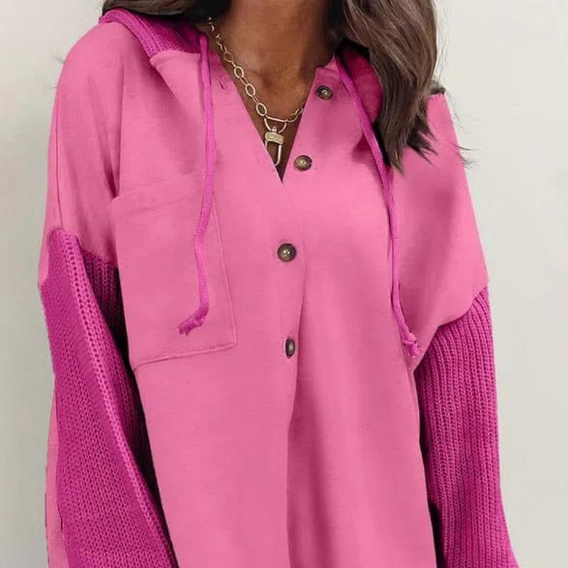 

Women s Oversized Button-Down Hoodie, Long Sleeve Pullover Sweater with Drawstring Casual Loose-Fit Sweatshirt Cozy and Stylish Layering Piece XXL рожевий
