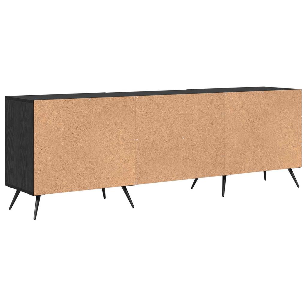 TV Cabinet In Black Oak Look 150 X 30 X 50 Cm Engineered Wood