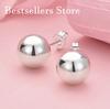 Elegant 925 Sterling Silver 10mm Delicate Polished Round Stud Earrings for Women, Fashionable Gifts, Party Jewelry Accessories