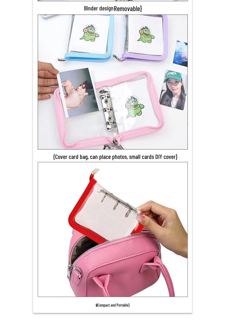 A8 K-pop Photocard Binder with Zipper Edge Insert Pocket and Detachable Loose-Leaf Book