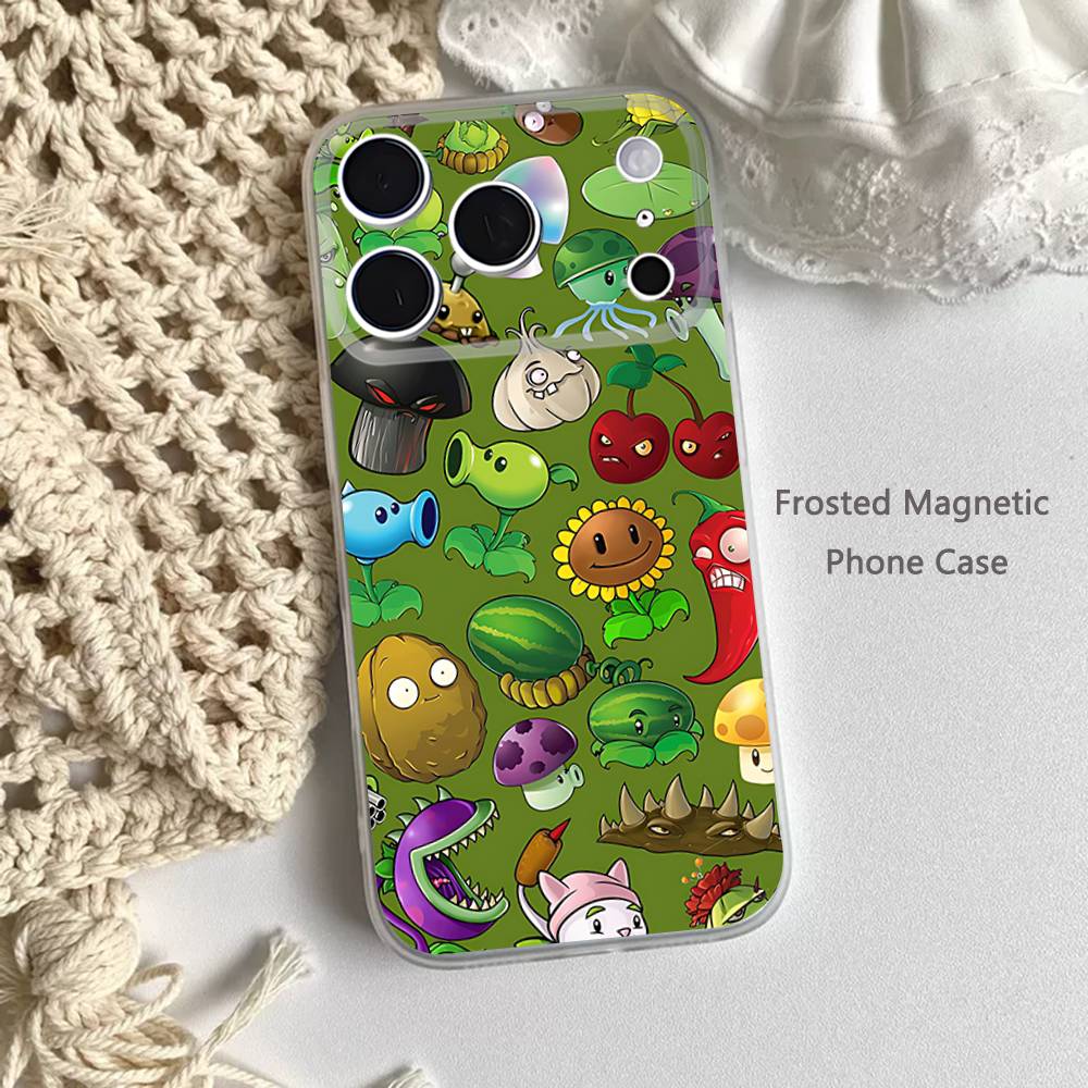 P-Plants vs Zombies Game Phone Case For iPhone 14,16,12,17,13,15,11 Max,Pro,Mini,Plus,Air,E Magnetic Frosted Transparent