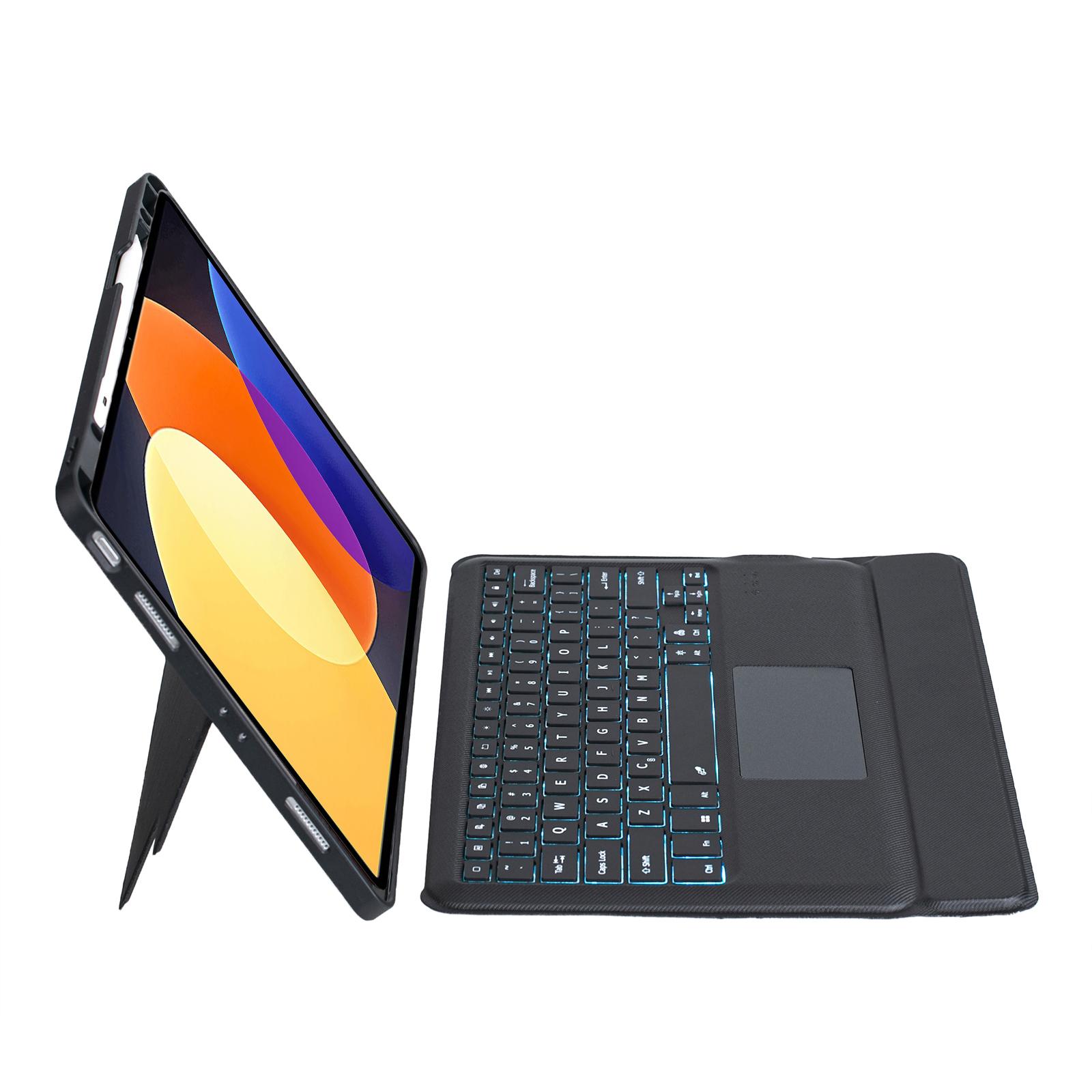 

T0N4-AS For Xiaomi Pad 5 Pro 12.4 (2022) Leather Stand Cover+Backlit Touchpad Bluetooth-compatible Keyboard A
