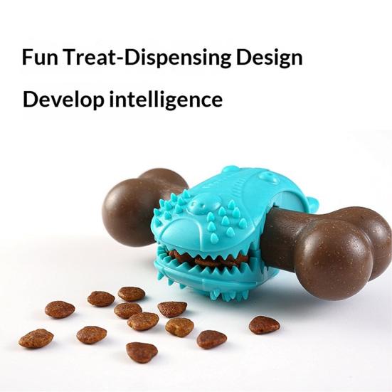 Hundekauknochen Knochenform Gummi Interaktives Hundekauspielzeug Leckerli-Spender Spielzeug für kleine mittlere Hunde Zahnpflege Training