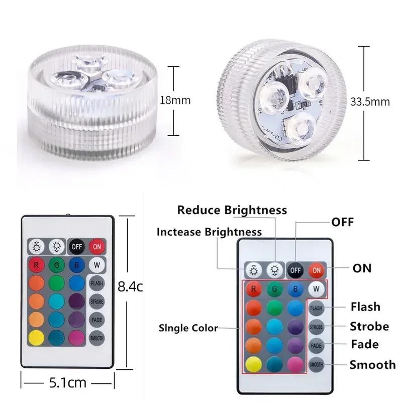 RGB 3/10 LED Underwater Light - Remote Control Waterproof, Kids Tools for Swimming Pool Party Decoration(With Insulating Sheet)