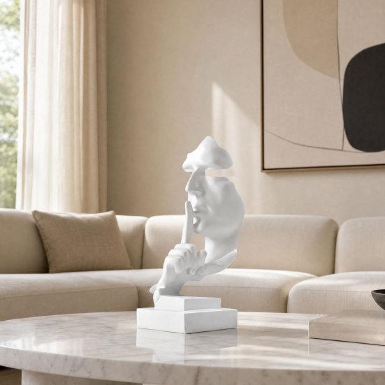 Abstract Faceless Figurine Sculpture, Modern Minimalist Silence Resin Statue, Luxury Black Gold Home Decor for Office Desk Living Room Bookshelf,
