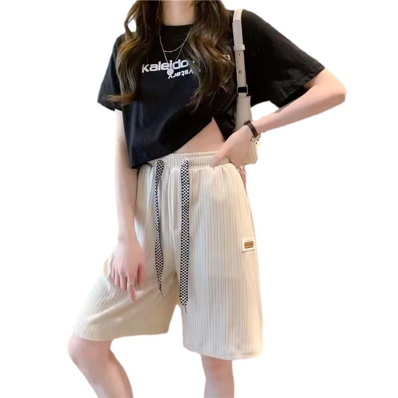 Ice Silk Sports Shorts Women's Summer Slim Slim Straight Casual Quarter Pants