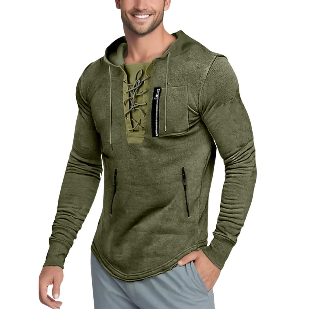Men's Hoodie Solid Color Zipper Pocket Sports