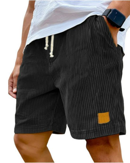 

2025 Men s Retro Embroidered Corduroy Lace-Up Casual Shorts 2XL