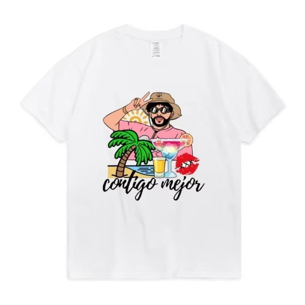 Bad Bunny Un Verano Sin Ti Album T-Shirt Damen Herren Nein Du legst auf Gedrucktes T-Shirt Kurzärmlig Mode Klassische Ästhetische Tops