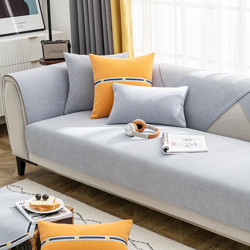 Leichter Luxus-Stil, neuer Sofakissenbezug aus Chenille-Leder, für alle Jahreszeiten, universell, rutschfest, schlicht, modern, für den Sommer