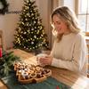 Solid Wood Appetizer Platter Christmas Tree And Elk Serving Tray, Durable Partitioned Wooden for Guests Food Platter, Decorative Dinnerware