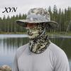 Quick-drying Hat Camouflage Sun with Balaclava Face Mask, UV Protection Men Wide Brim Hat, Breathable Bucket for Outdoor Fishing Hiking Cycling
