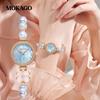 Montre à Quartz Élégante pour Femme MOKAGO: Incrustation Diamant & Nacre, Étanche, Bracelet Perle, Design Alliage Rétro.