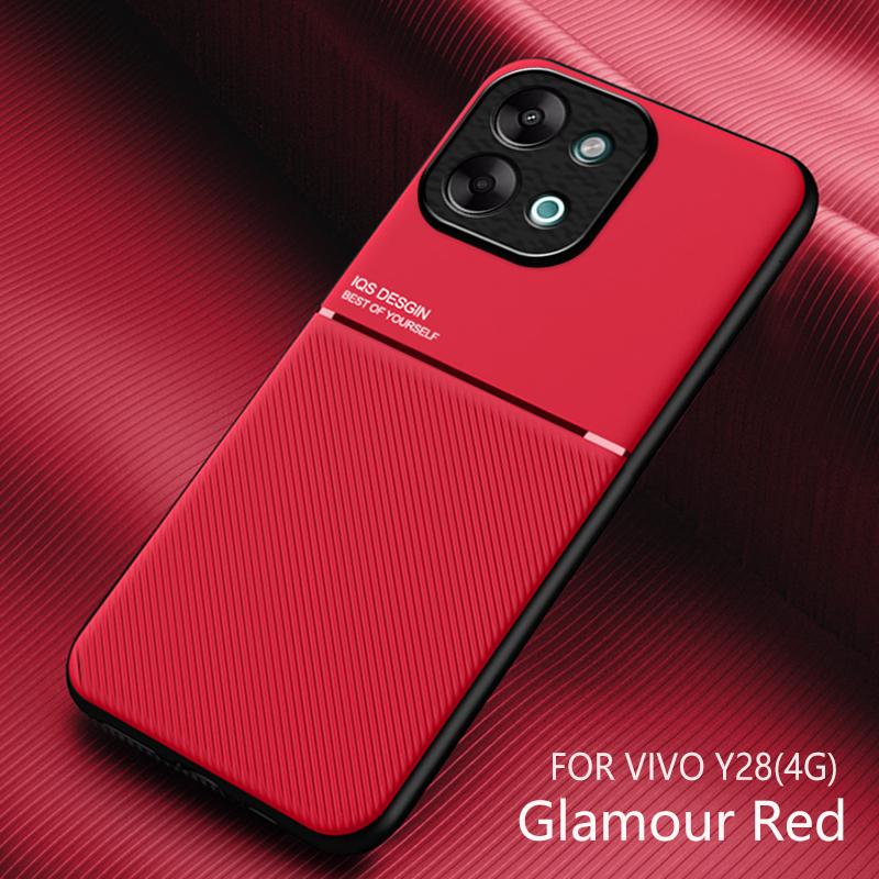 Pro Vivo Y28 Nárazuvzdorné pouzdro Magnetický držák do auta Kožené silikonové pouzdro Kryty na telefon pro Vivo Y28 Mobilní kufr pro Vivo Y28 4G