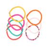 Set of 7 Colorful Heart Charm Stretch Anklet Stylish Soft Pottery Heart Ankle Bracelets Colorful Stretch Accessories