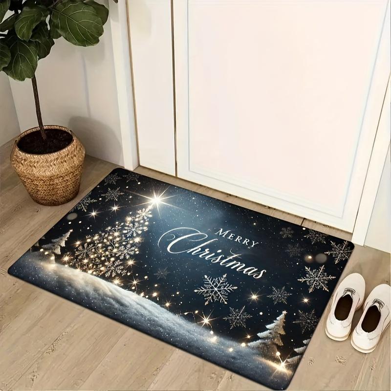 Christmas Carpet Romantic First Snow Door Mat Porch Soft Welcome Mat Rug For Bedroom Living Room Outdoor Carpet Home Deco