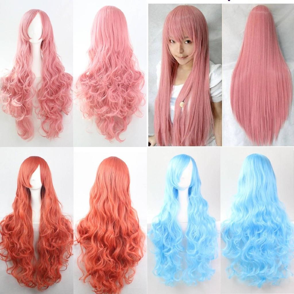 80cm Lange Wellenperücke in Lebhaften Farben Hochtemperaturfaser Ideal für Cosplay-Veranstaltungen
