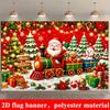 2D Flat Flag, 2D Flat - 1pc 2D Flag, Christmas Themed Banner Background, Santa Claus Driving a Small Train Theme, Includes Snowm
